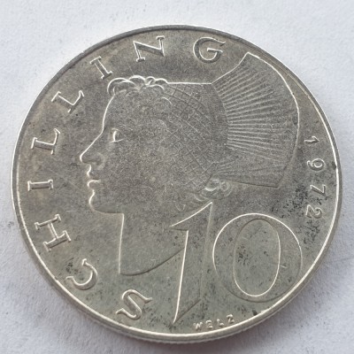 Austria 10 schilling 1972 argint foto