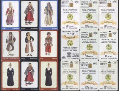 Greece 1997 OTE 9 Telephone cards Costumes CT.001 foto