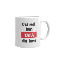 Cana alba Personalizata Cel mai bun tata din lume, INOVATIX&reg;. 330ml