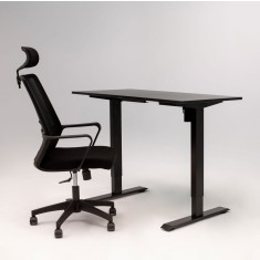 Birou reglabil electric LiftUp, inaltime reglabila, controler sus/jos, 1 motor, cadru negru, blat negru 140x70 cm, nou