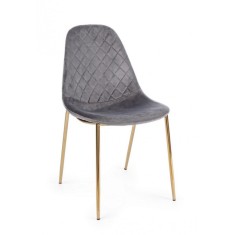 Scaun cu spatar tapitat din catifea gri Terry 48 cm x 55 cm x 85 h x 47 h