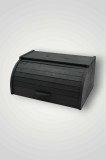 Cutie de paine din lemn de albasia, 38x18x26 cm, negru