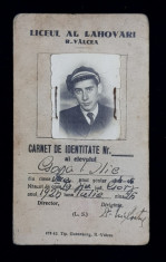 LICEU AL. LAHOVARI , RAMNICU - VALCEA , CARNET DE IDENTITATE AL ELEVUUI GOGA I.ILIE , ANUL SCOLAR 1944 - 1945 foto