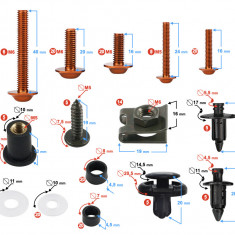 Set suruburi, cleme, prindere carene universale, culoare portocaliu/negru Cod Produs: MX_NEW SIWJOY024
