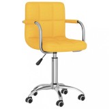 VidaXL Scaun de bucătărie pivotant, galben muștar, material textil