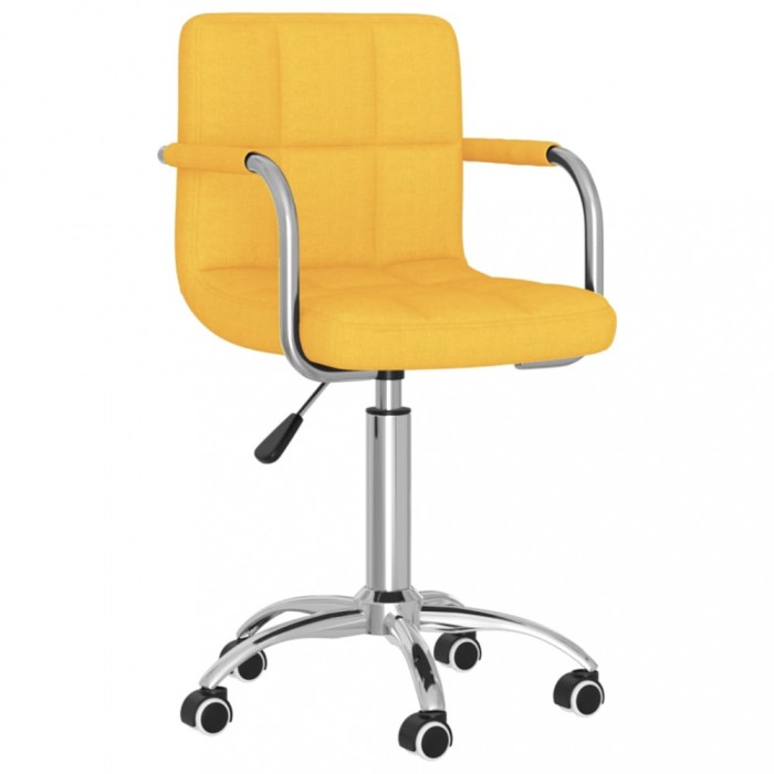 vidaXL Scaun de bucătărie pivotant, galben muștar, material textil
