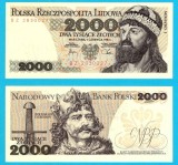 Polonia (pick 147) 2000 Zloti 1982 UNC; Mieszko / Boleslaw