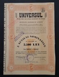 Actiune 1940 ziarul Universul , titlu 5 actiuni nominative