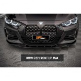 Spoiler fata BMW Seria 4 G22 Max V1, negru pian, plastic vacuum