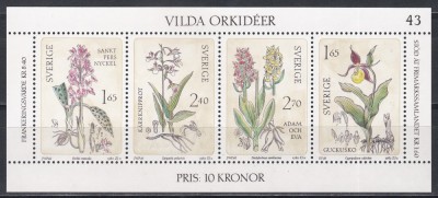 Suedia 1982 - Orhidee sălbatice, Bloc, MNH foto