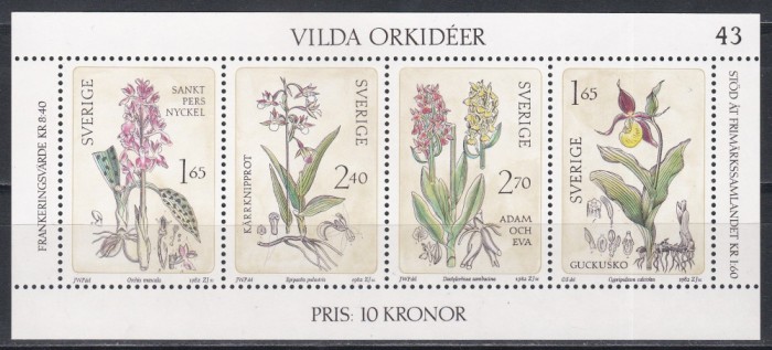 Suedia 1982 - Orhidee sălbatice, Bloc, MNH