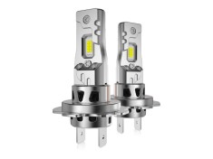 Set 2 Becuri LED Auto Mini H7 300W 30000Lm, Cip LED CSP 8035, CANBUS, 6500K Alb +300% Ventilator Integrat, IP68, 12V, Plug &amp; Play, fara eroare de bec