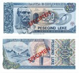 ALBANIA █ bancnota █ 500 Leke █ 1994 █ P-57s █ SPECIMEN █ UNC █ necirculata