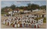 SALUTARI DIN ROMANIA , TARANI LA HORA IN MARGINEA SATULUI , CARTE POSTALA ILUSTRTATA , INTERBELICA