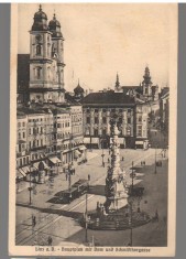 CPIB 23965 - CARTE POSTALA - LINZ. PIATA PRINCIPALA CU CATEDRALA , CIRCULATA, 1926, INTERBELICA, STAMPILA, TIMBRU, BTENGEL