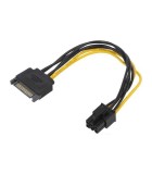 Cablu de alimentare PCI-E 6pin mama - SATA tata 0.15m pentru placa, Akyga