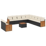 Cumpara ieftin Set canapele de gradina, 12 piese, cu perne, negru, poliratan