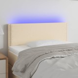 Cumpara ieftin Tăblie de pat cu LED, crem, 80x5x78/88 cm, textil