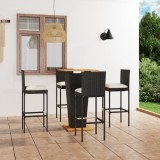 Cumpara ieftin Set mobilier bar de grădină cu perne, 5 piese, negru, poliratan