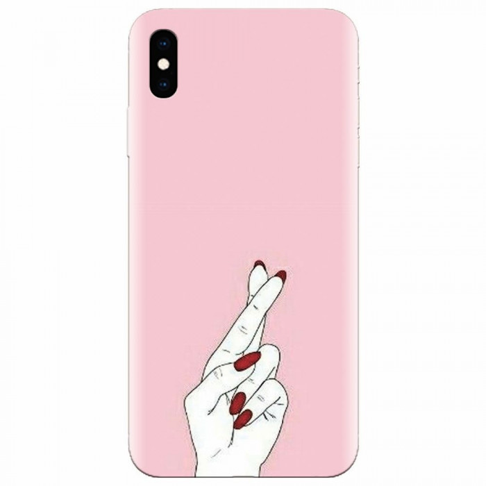 Husa silicon pentru Apple Iphone XS, Pink Finger Cross