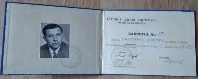 Carnet de student Academia Ștefan Gheorghiu Facultatea de Ziaristica - 1972 foto