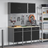 Set de banc de lucru de 8 piese din oțel negru