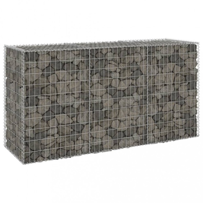 vidaXL Perete gabion cu capace, 200 x 60 x 100 cm, oțel galvanizat