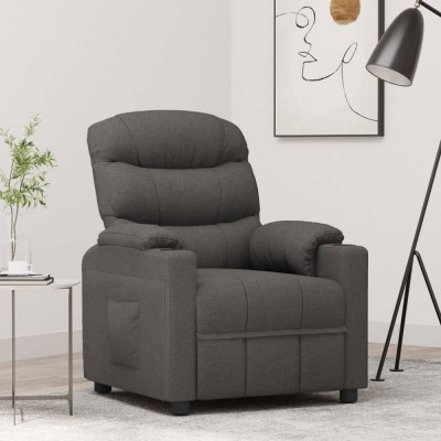 vidaXL Fotoliu rabatabil, gri &amp;icirc;nchis, material textil 348071 foto