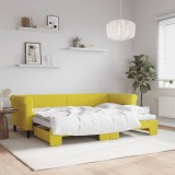 Cumpara ieftin Pat de zi cu extensie, galben, 80x200 cm, catifea