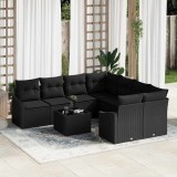VidaXL Set de canapele pentru grădină 9 pcs Negru 55 x 55 x 37 cm