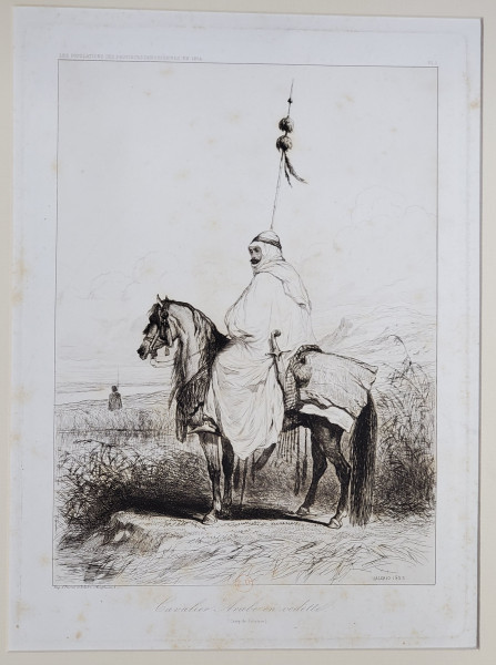 Theodore Valerio - Cavalier Arabe en Vedette, Gravura 1855