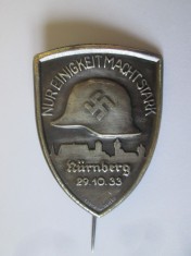 Insignă Germania nazistă Nurnberg 1933:Numai unitatea te face puternic