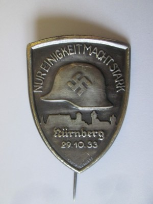 Insignă Germania nazistă Nurnberg 1933:Numai unitatea te face puternic foto