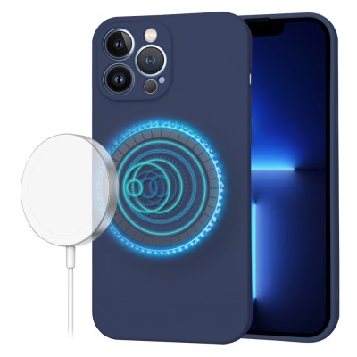 Husa silicon iPhone 13 Pro Max Techsuit SoftFlex MagSafe, bleumarin foto
