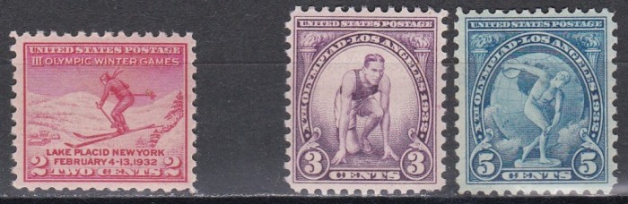 SUA 1932 -Jocurile Olimpice - Lake Placid si Los Angeles, 2 Serii, MNH