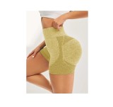 Pantaloni Scurti pentru Yoga, cu talie inalta, foarte elastici, pentru Fitness, Alergare, Galben, One Size