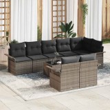 Cumpara ieftin Set de canapele pentru grădină cu pernă 9 pcs Gri Rattan poli