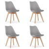 Set 4 scaune bucatarie/living, Artool, Mark, PP gri, picioare lemn natur, 49x42x82 cm