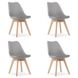 Cumpara ieftin Set 4 scaune bucatarie/living, Artool, Mark, PP gri, picioare lemn natur, 49x42x82 cm