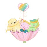 Cumpara ieftin Sticker decorativ Ursulet cu Unicorn si Porcusor, Multicolor, 90 cm, 1239-3ST, Oem