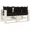 Canapea de gradina din paleti cu 2 locuri, perne negre, lemn GartenMobel Dekor, vidaXL