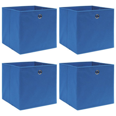 Cutii depozitare, 4 buc., albastru, 32x32x32 cm, textil GartenMobel Dekor foto