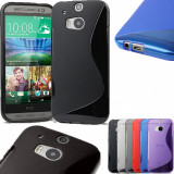 Husa HTC One M7 + folie + stylus, Alb, Gri, Rosu, Transparent, Gel TPU