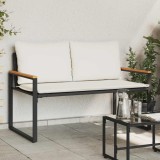 vidaXL bancă cu pernă Negru și Alb crem 115 x 65 x 72 cm Ratan 42026941