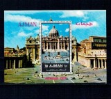 Ajman 1972 - Vederi din Italia, Vatican, colita neuzata