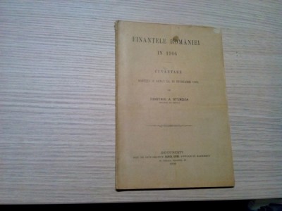 FINANTELE ROMANIEI IN 1906 - Dimitrie A. Sturdza - 1906, 58 p. foto