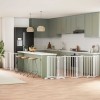 VidaXL Poartă c&acirc;ini pliabilă cu ușă 15 panouri, alb, 750 cm, lemn plop 3155708