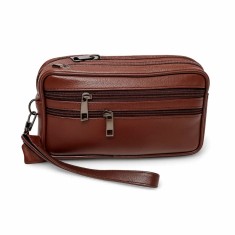 Borseta barbateasca de mana, maro deschis, din piele naturala,14 x 22, magrot 25064