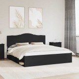 Cumpara ieftin Cadru de pat cu headboard Negru 180 x 200 cm Lemn de pin masiv
