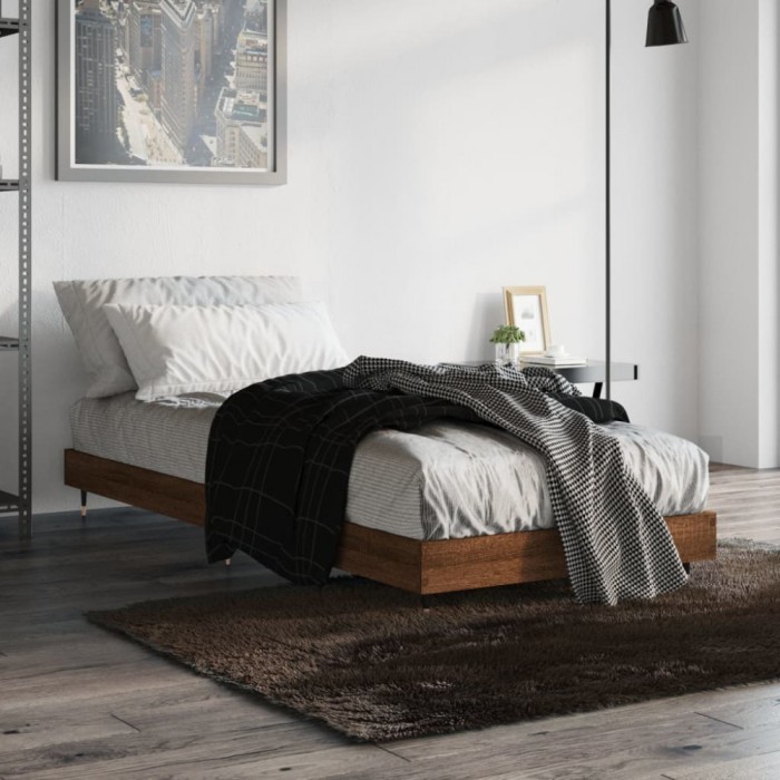 vidaXL Cadru pat fără saltea, stejar maro 75x190 cm lemn prelucrat 832212